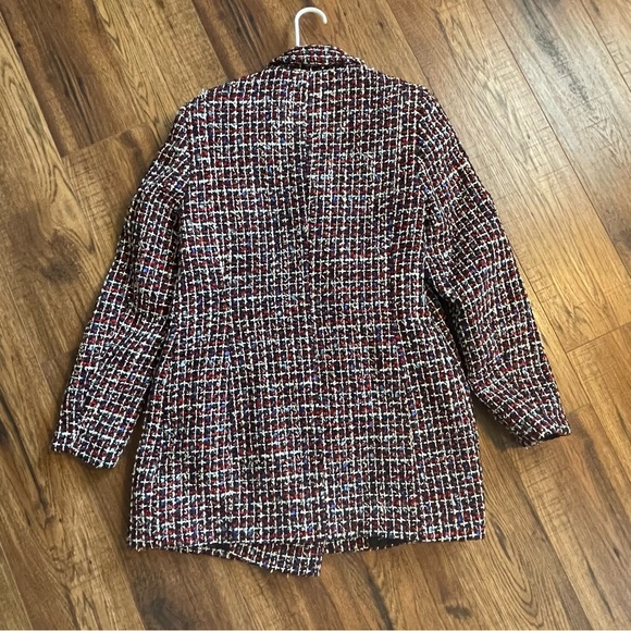 River Island Boucle Blazer in Red Check Size 10 UK - Picture 6 of 9